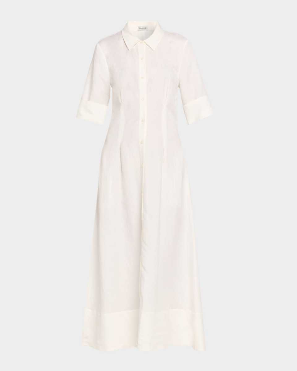 Claudine Linen-Blend Midi Shirtdress
